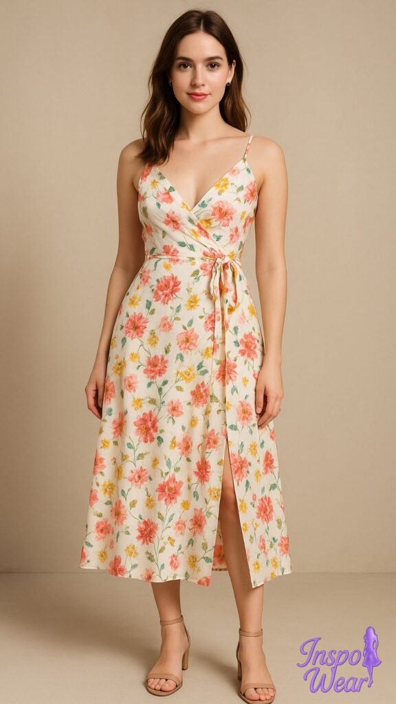 Floral Wrap Midi Dress
