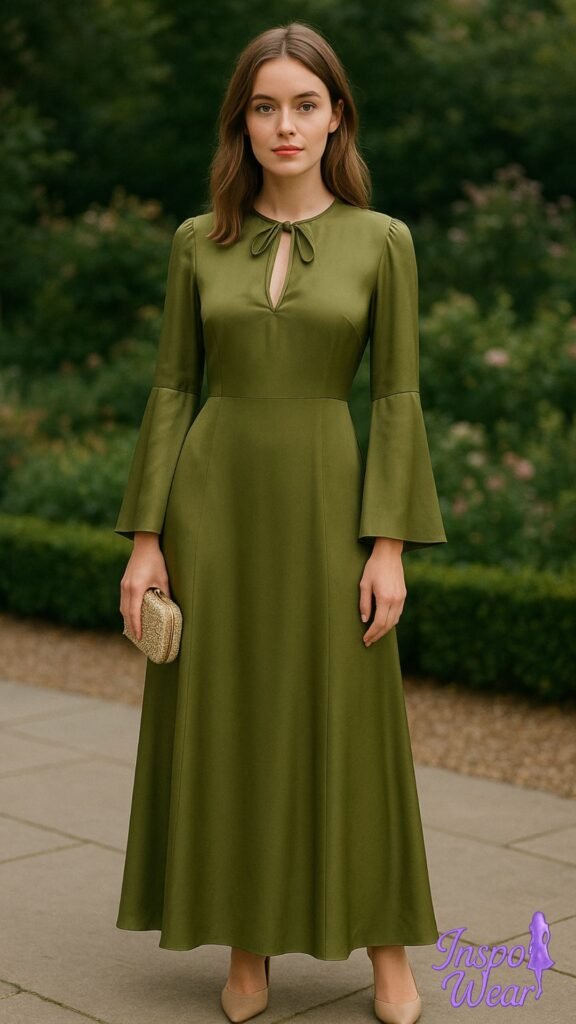 Keyhole-Neckline Silk Maxi Dress