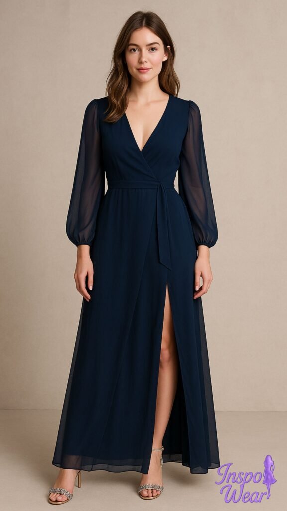 V-Neck Georgette Maxi Dress