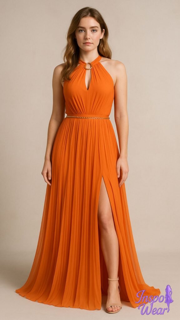 Sunset Orange Chiffon Maxi