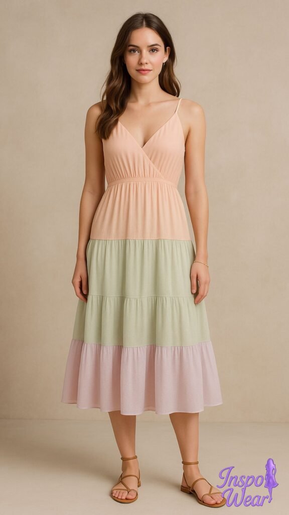 Tiered Chiffon Midi Dress