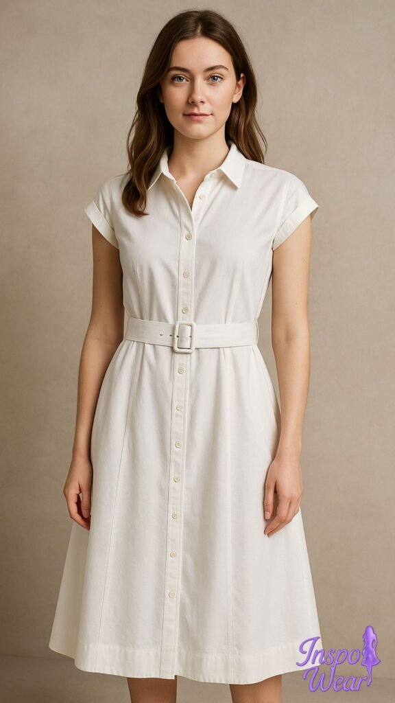 Belted Shirt Midi Dress