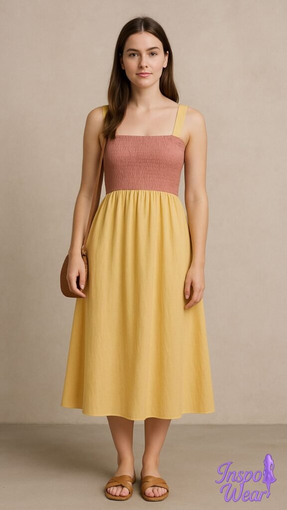 Smocked Back Midi Dress