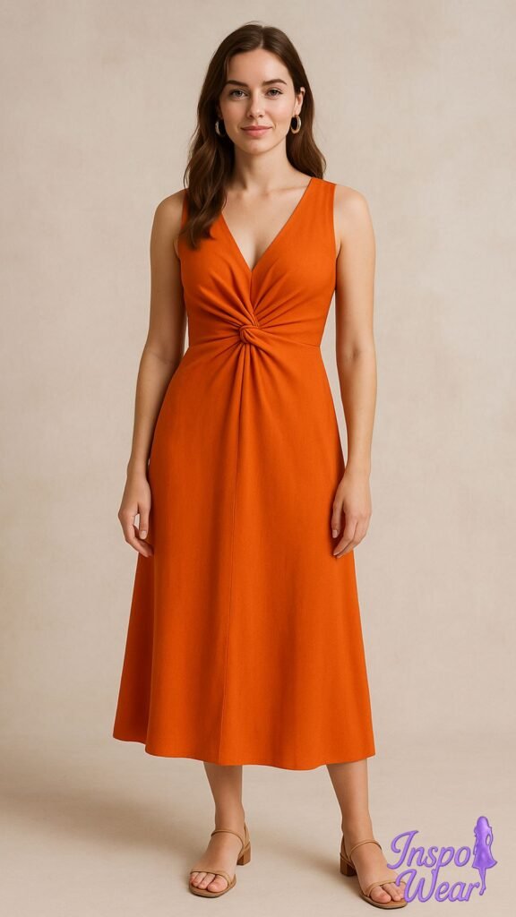 Knotted Front Midi Dress