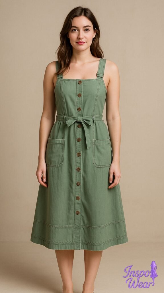 Button-Front Jumper Dress