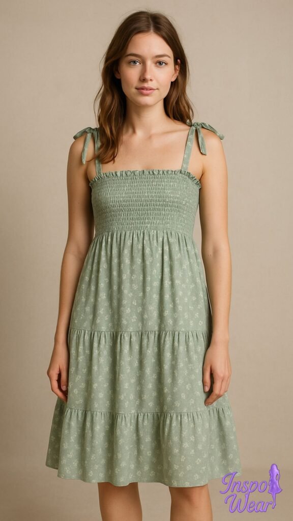 Tie-Shoulder Smock Dress