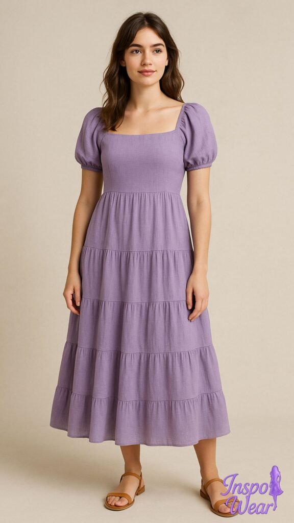 Square-Neck Tiered Dress