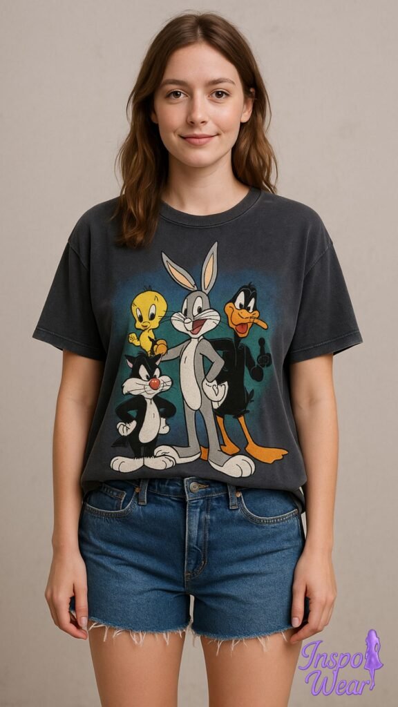 Denim Cut-Offs & Retro Cartoon Tee