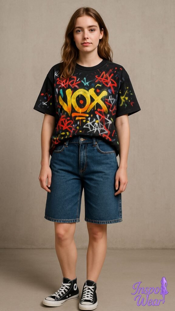 Denim Bermuda & Graffiti Tee