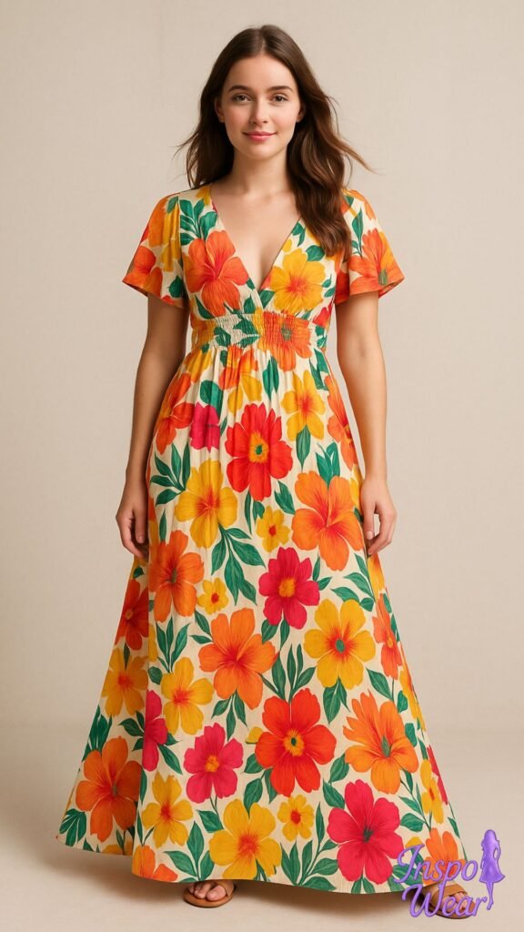 Flowy Maxi Dress with Bold Florals