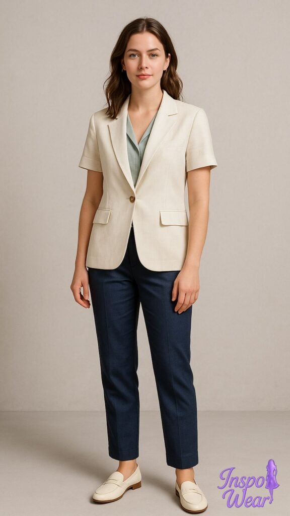 Short-Sleeve Blazer and Trousers
