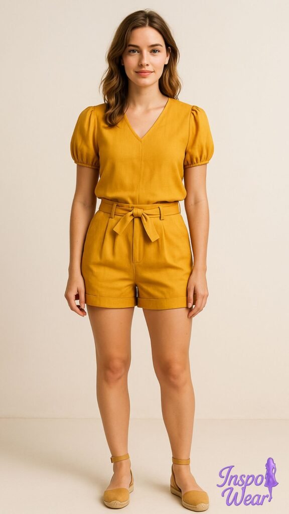 High-Waisted Shorts and Tuck-In Top