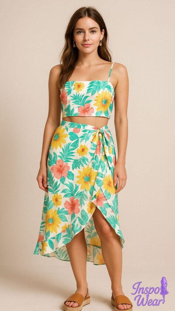 Wrap Skirt and Crop Top Set