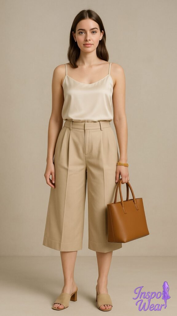 Culottes and Silk Camisole Ensemble