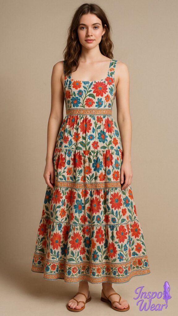 Tiered Linen Maxi Dress