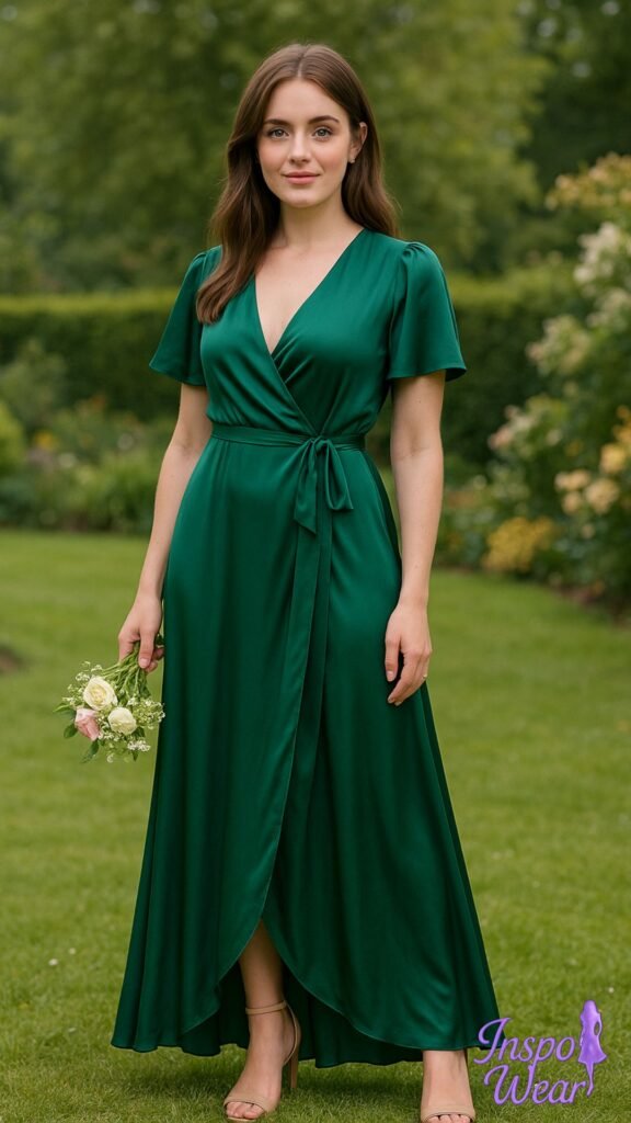 Wrap-Front Silk Maxi Dress