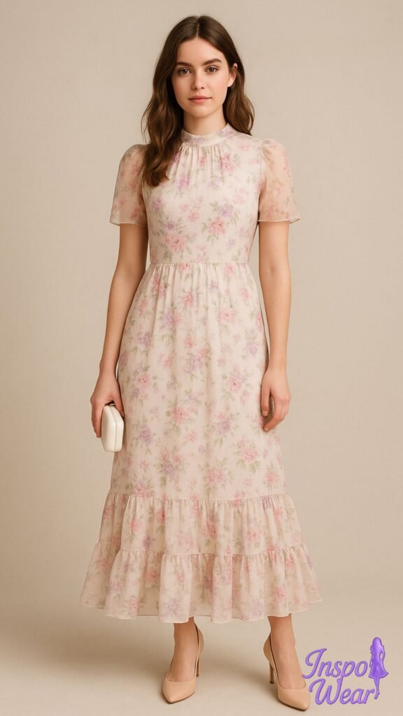 Ruffled Hem Voile Maxi Dress