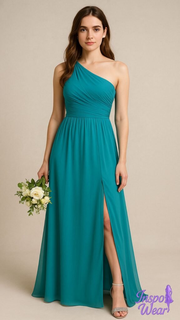 One-Shoulder Chiffon Maxi Dress