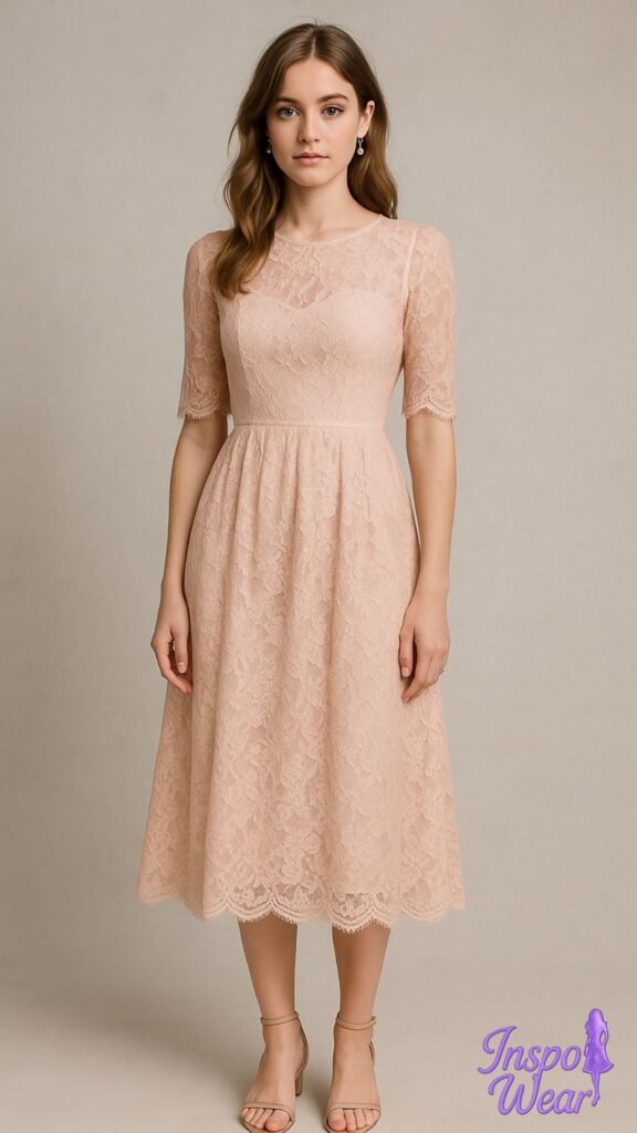 Lace Overlay Midi Dress