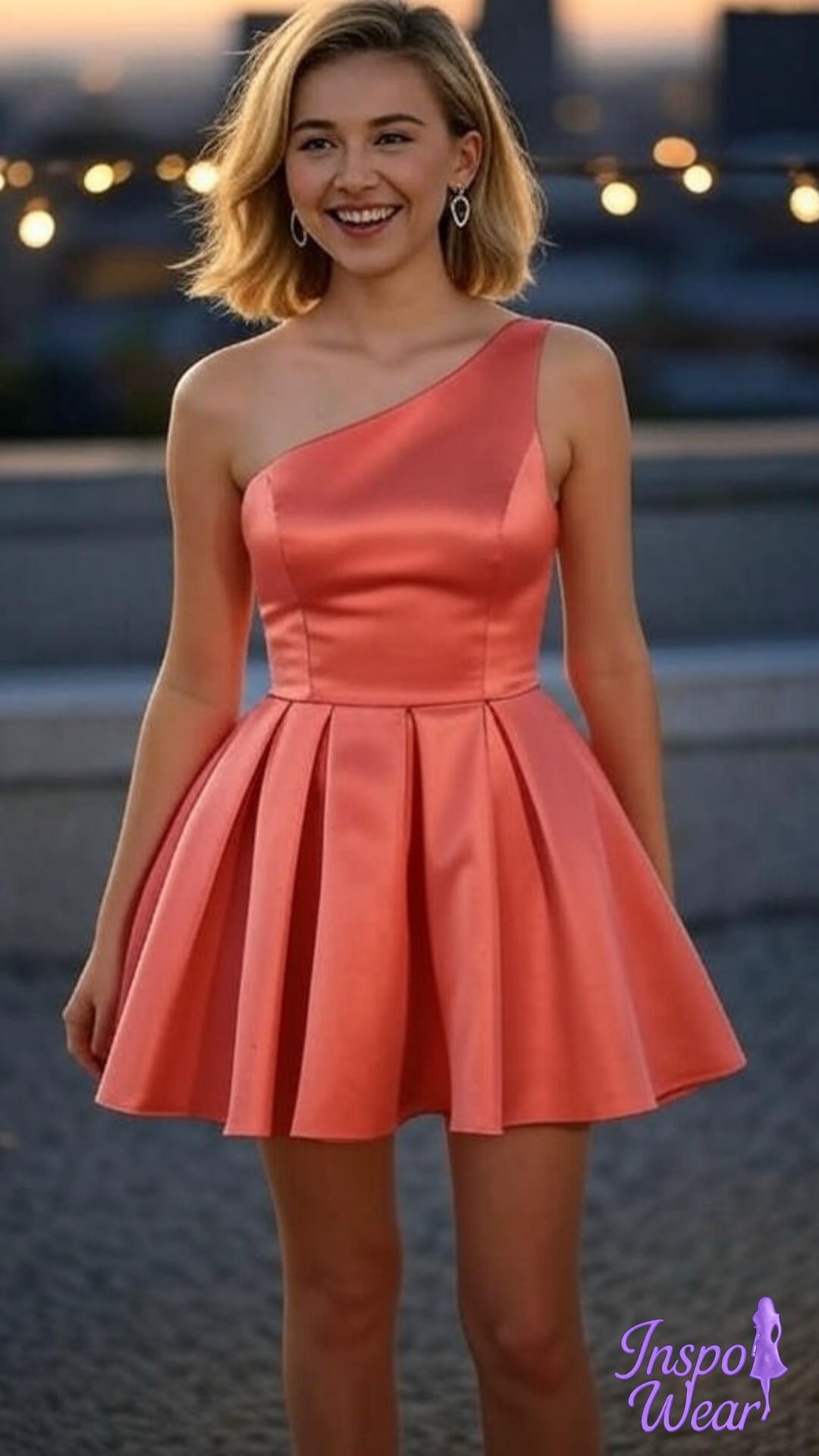 Coral Charm One-Shoulder Dress