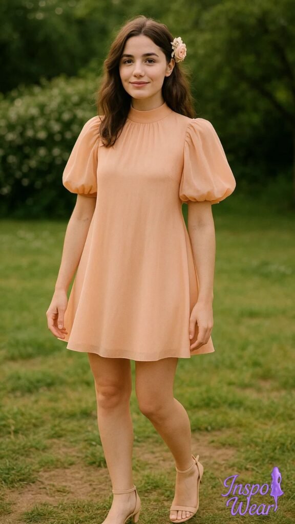 Peach Puff-Sleeve Mini
